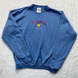 Vintage Tultex Disney Winnie the Pooh Blue Crew Neck Sweatshirt Size M
